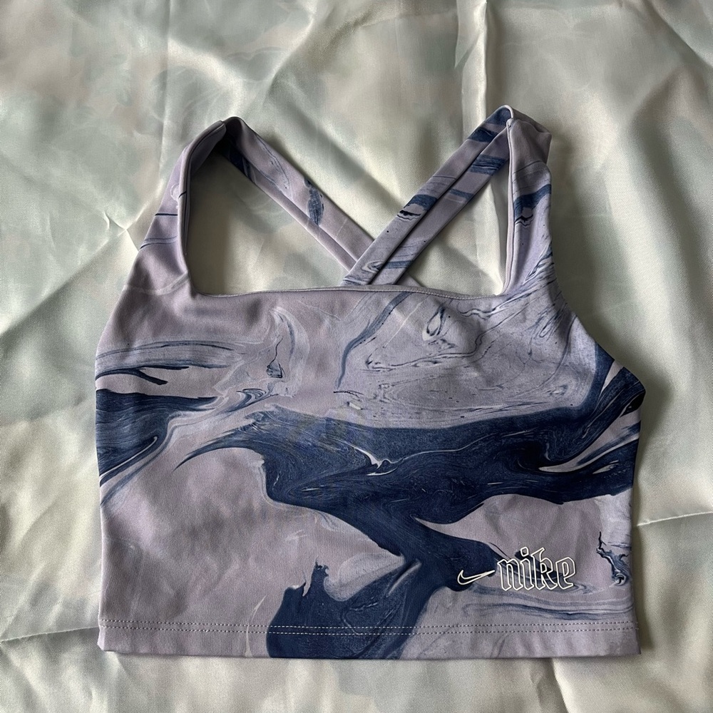 Nike Blue and Gray Marble Sports Bra